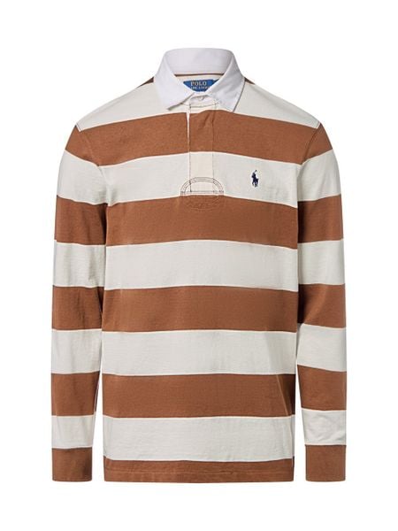 Polo Ralph Lauren Męska koszulka polo Mężczyźni Bawełna brązowy|biały w paski, M. Białe bluzki z długim rękawem męskie Polo Ralph Lauren, m, bez wzorów, z bawełny, klasyczne, bez ramiączek. Za 779.95 zł.