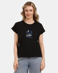 Damska bawełniana koszulka Kilpi ROANE-W. Czarne t-shirty damskie Kilpi, bez wzorów, z bawełny, bez kołnierzyka. Za 127.71 zł.