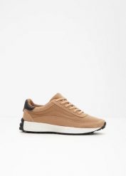 Sneakersy. Brązowe obuwie sportowe damskie bonprix, bez wzorów, z materiału. Za 129.99 zł.