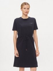 Tommy Hilfiger Sukienka codzienna 1985 WW0WW40734 Granatowy Regular Fit. Niebieskie sukienki damskie Tommy Hilfiger, na co dzień, xs, bez wzorów, z bawełny, bez kołnierzyka, bez ramiączek, proste. Za 279.99 zł.