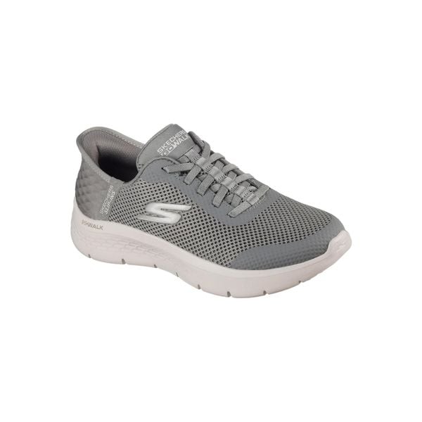 Buty SKECHERS SLIP-INS GO WALK FLEX Zielony. Szare trampki i tenisówki damskie Skechers, bez wzorów, z tkaniny, bez zapięcia. W wyprzedaży za 336.80 zł.