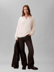 Calvin Klein Jeans Sweter z dzianiny Kobiety biały, S. Białe swetry damskie Calvin Klein Jeans, s, bez wzorów, z dzianiny, sportowe, bez kołnierzyka, bez ramiączek, bez kaptura. Za 329.95 zł.