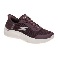 Buty SKECHERS SLIP-INS GO WALK FLEX Bordeaux. Czerwone trampki i tenisówki damskie Skechers, bez wzorów, z tkaniny, sportowe, bez zapięcia. Za 382.94 zł.