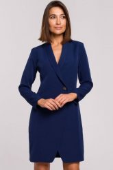 Elegancka sukienka marynarka biznesowa z kołnierzem do pracy granatowa. Sukienki damskie Stylove, xl, bez wzorów, biznesowe. Za 309.00 zł.