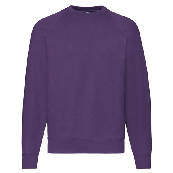Klasyczna Bluza Raglanowa Unisex Dla Dorosłych. Fioletowe bluzy męskie Fruit of the Loom, l, bez wzorów, bez kaptura. Za 84.99 zł.