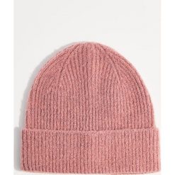Czapka z dzianiny w prążki - Różowy. Czerwone czapki i kapelusze damskie Mohito, z dzianiny. Za 29.99 zł.