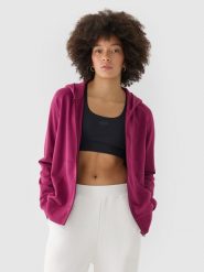 4F Bluza dresowa rozpinana z kapturem damska - fioletowa XL. Fioletowe kardigany damskie 4f, xl, bez wzorów, z bawełny, sportowe, bez kołnierzyka, bez ramiączek, z kapturem. W wyprzedaży za 119.99 zł.