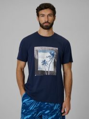 4F T-shirt regular z nadrukiem męski - granatowy XXL. Niebieskie t-shirty męskie 4f, m, bez wzorów, z bawełny, bez kołnierzyka. Za 69.99 zł.