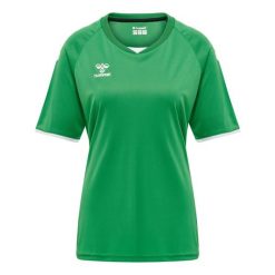 Koszulka damska Hummel hmlhmlCORE volley. Zielone t-shirty damskie Hummel, s, bez wzorów, z jersey, eleganckie, bez kołnierzyka. Za 161.50 zł.