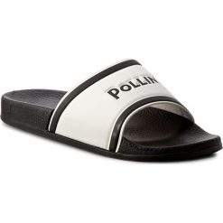 Klapki POLLINI - SA28172G03T00100 Biancologonero. Białe klapki damskie Pollini, z materiału. W wyprzedaży za 189.00 zł.