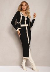 Czarny Komplet 3-Częściowy Bluzka Kardigan oraz Spódnica Ozdobione Napami Jespella. Czarne bluzki damskie Renee, m, bez wzorów, eleganckie. Za 179.99 zł.