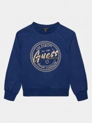 Guess Bluza J3YQ08 KA6R4 Granatowy Regular Fit. Niebieskie bluzy dla dziewczynek Guess, z aplikacjami, z bawełny, bez ramiączek, bez kaptura. Za 239.99 zł.