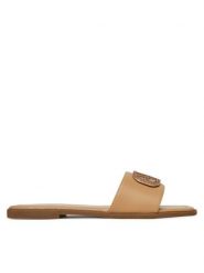 DeeZee Klapki Q877-44 Beżowy. Brązowe klapki damskie DeeZee, bez wzorów, z materiału, bez obcasa. Za 83.99 zł.