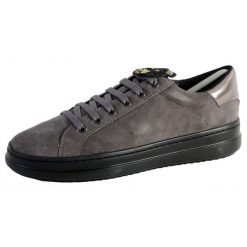 Buty Geox D Pontoise E - Damskie. Szare obuwie sportowe damskie Geox, bez wzorów, ze skóry, do biegania. Za 367.40 zł.