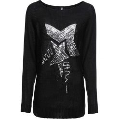 Sweter z aplikacją z cekinów bonprix czarny. Swetry damskie marki bonprix. Za 49.99 zł.