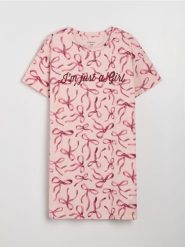 Bawełniana koszula nocna z motywem kokard - różowy. Czerwone koszule nocne damskie Sinsay, l, bez wzorów, z bawełny. Za 29.99 zł.