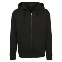 Bluza Z Kapturem Dla Dorosłych Unisex Merch Full Zip. Czarne bluzy męskie BUILD YOUR BRAND, m, bez wzorów, z kapturem. Za 148.99 zł.