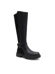 Clara Barson Kozaki DIANA SWS6102-06 Czarny. Czarne kozaki damskie Clara Barson, z materiału, bez obcasa, na płaskiej podeszwie. Za 199.99 zł.