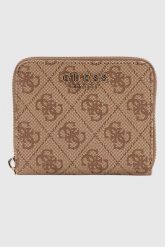 GUESS Beżowy mały portfel damski Laurel. Brązowe portfele damskie Guess, z aplikacjami. W wyprzedaży za 179.99 zł.