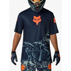 Koszulka rowerowa męska Fox Ranger SS Jersey Img Print. Niebieskie buty sportowe męskie FOX, m, bez wzorów, z jersey, bez kołnierzyka, bez ramiączek, rowerowe. Za 219.99 zł.