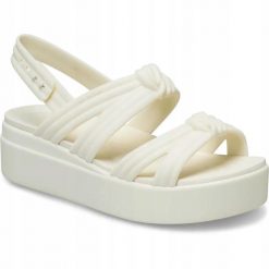 Sandały Dla Dorosłych Crocs Brooklyn Knot Low Wedge Sandal. Brązowe sandały damskie Crocs, bez wzorów, z materiału, bez obcasa, na koturnie, bez zapięcia. Za 289.99 zł.