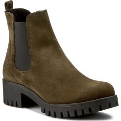 Sztyblety KARINO - 1426/026-F Zielony. Zielone botki damskie Karino, ze skóry, bez obcasa, na obcasie. W wyprzedaży za 229.00 zł.
