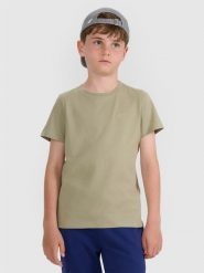 4F T-shirt oversize gładki chłopięcy - zielony 140 (9-10 lat). Zielone t-shirty dla chłopców 4f, bez wzorów, z bawełny, bez ramiączek. Za 29.99 zł.