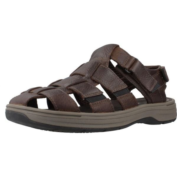 Sandały CLARKS SALTWAY COVE Brązowy. Brązowe sandały męskie Clarks, ze skóry, bez zapięcia. Za 240.99 zł.