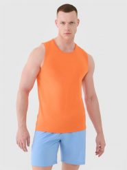 Чоловіча швидковисихаюча майка tank top regular - помаранчевий. Koszulki sportowe męskie 4f, s, bez wzorów, bez kołnierzyka. W wyprzedaży za 549.90 zł.