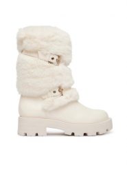Guess Botki FLFYAF FUR10 Kremowy. Białe botki damskie Guess, ze skóry, bez obcasa, na płaskiej podeszwie, bez zapięcia. Za 764.99 zł.