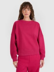 4F Bluza dresowa nierozpinana bez kaptura damska - różowa M. Czerwone bluzy sportowe damskie 4f, l, bez wzorów, z bawełny, bez kaptura. Za 179.99 zł.
