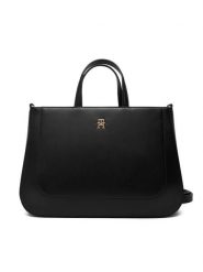 Tommy Hilfiger Torebka Th Glam Satchel AW0AW18145 Czarny. Czarne torebki do ręki damskie Tommy Hilfiger, bez wzorów, ze skóry, bez dodatków. Za 699.99 zł.