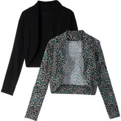 Bolerko (2 szt.) bonprix leo + czarny gładki. Szare swetry dla dziewczynek bonprix, bez wzorów, bez kołnierzyka, bez ramiączek, bez kaptura. Za 33.98 zł.