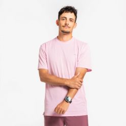 Koszulka do biegania męska Kiprun "Bougeons en Rose". Czerwone koszulki sportowe męskie KIPRUN, m, bez wzorów, z dzianiny, bez kołnierzyka, bez ramiączek, do biegania. Za 69.99 zł.