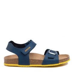 Sandały Geox. Niebieskie sandały chłopięce Geox, bez zapięcia. Za 229.99 zł.