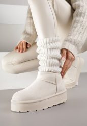 Beżowe Wsuwane Śniegowce z Futerkowym Ociepleniem na Platformie Eslin. Brązowe śniegowce i trapery damskie Renee, z jeansu. Za 79.99 zł.