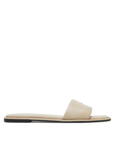 Calvin Klein Klapki Flat Sandal Square Hf Lth HW0HW02652 Beżowy. Brązowe klapki damskie Calvin Klein, bez wzorów, bez obcasa. Za 399.99 zł.