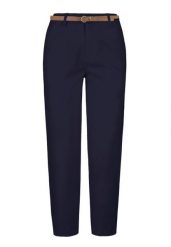 Bawełniane spodnie R-LANA. Niebieskie spodnie materiałowe damskie Volcano, s, bez wzorów, z bawełny, z standardowym stanem. Za 149.99 zł.