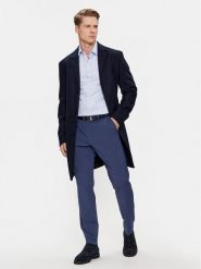 Calvin Klein Płaszcz wełniany K10K110462 Granatowy Regular Fit. Niebieskie płaszcze męskie Calvin Klein, m, bez wzorów, z wełny, bez kaptura. Za 2,389.00 zł.