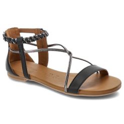 Czarne Sandały Damskie Tamaris Modne Letnie Buty. Czarne sandały damskie Tamaris, z aplikacjami, ze skóry, bez obcasa, na płaskiej podeszwie, bez zapięcia. Za 229.00 zł.