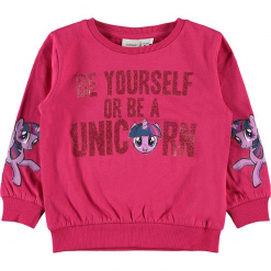 Bluza "Amina" w kolorze różowym. Czerwone bluzy dla dziewczynek name it girls, bez wzorów, z bawełny, bez ramiączek, bez kaptura. W wyprzedaży za 55.95 zł.