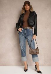 Niebieskie Jeansy Regular z Ozdobnie Wywiniętymi Nogawkami i Paskiem Corenamia. Niebieskie jeansy damskie Renee. Za 119.99 zł.