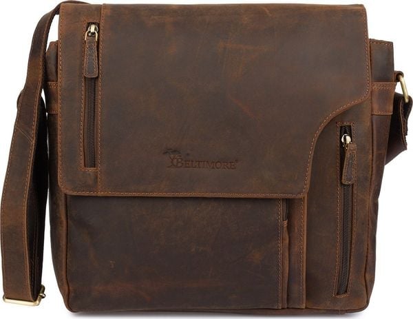 Beltimore Torba męska skórzana na ramię laptopa 13" duża A4 brązowa nubuk biznesowa Beltimore N26. Brązowe torby na laptopa męskie Beltimore, bez wzorów, z nubiku, biznesowe, na ramię, duże. Za 384.99 zł.