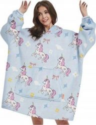 Bluza pluszowa z kapturem comfy koc oversize ciepła wzór unicorn jednorożec. Kocyki dla dzieci Pan i Pani Gadżet. Za 149.78 zł.