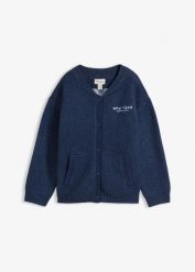 Kardigan oversize. Niebieskie swetry damskie bonprix, bez wzorów, bez kołnierzyka, bez ramiączek, bez kaptura. Za 54.99 zł.