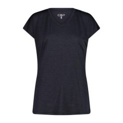 Koszulka damska turystyczna CMP 35N5586. Czarne t-shirty damskie CMP, bez wzorów, z materiału, sportowe, bez kołnierzyka. Za 131.00 zł.