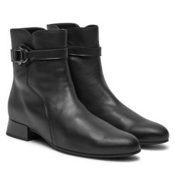 Botki Gabor. Czarne botki damskie Gabor, bez obcasa, na płaskiej podeszwie, bez zapięcia. Za 659.99 zł.