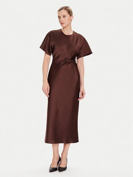 Rinascimento Sukienka koktajlowa CFC0125718003 Brązowy Regular Fit. Brązowe sukienki damskie Rinascimento, s, bez wzorów, z syntetyku, wizytowe, bez kołnierzyka, bez ramiączek. Za 229.99 zł.