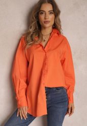 Pomarańczowa Koszula Bawełniana Aquida. Brązowe bluzki damskie Renee, l, bez wzorów, z bawełny, bez kołnierzyka, bez ramiączek. Za 89.99 zł.