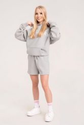 Spodenki fitness damskie Gym Glamour dresowe. Szare szorty sportowe damskie GYM GLAMOUR, m, bez wzorów, z bawełny, eleganckie, na fitness i siłownię. Za 139.99 zł.